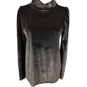 NWT Loft Black Velvet Small Mock Turtleneck Longsleeve